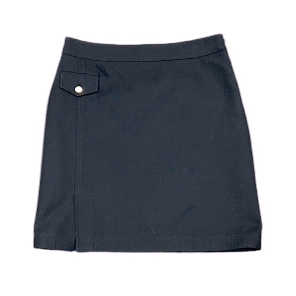 J. McLaughlin Black Textured Cotton Blend Gold Button Pocket Skirt - 10 - Picture 2 of 12